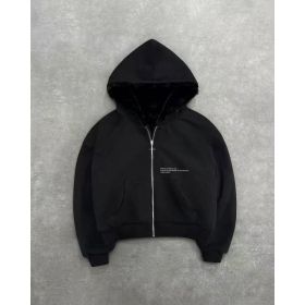 Hooded Hoodie Two Sides Can Wear Vintage Leopard Print Zipper Hoodie (Option: Black-2XL)