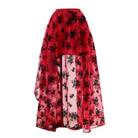 Korean-style Embroidered Floor-length Bridal Wedding Dress Long Sleeve Lace Slim-fit Slimming Irregular Half-length (Option: Red-XL)