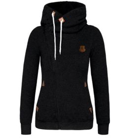 Women's Sport Cardigan Side Zipper Hoodie (Option: Black-L)