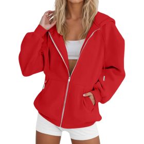 Laid-back Casual Figure-flattering Cardigan Top (Option: Red-3XL)