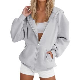 Laid-back Casual Figure-flattering Cardigan Top (Option: Light Gray-3XL)