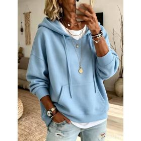 Womens Casual Loose-fitting Hoodie With Pockets And Long Sleeves (Option: Light Blue-3XL)