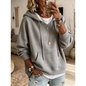 Womens Casual Loose-fitting Hoodie With Pockets And Long Sleeves (Option: Light Gray-3XL)