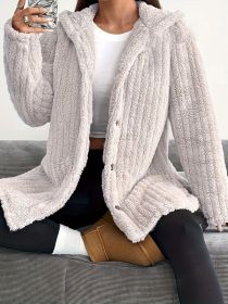 Hooded Loose Plush Coat Women's Regular Sleeve (Option: Apricot-3XL)