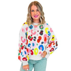 Winter Leopard Print Printed Crew Neck Sweatshirt (Option: P1color-XL)