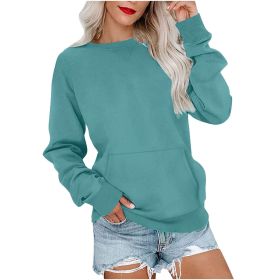 Women's Pin Solid Color Round Neck Loose Long-sleeved Sweater (Option: 2025 New Emerald-XXL)