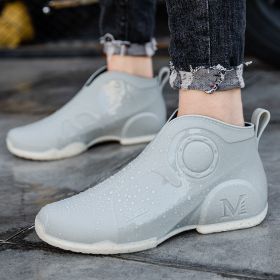 Motorcycle Rain Boots Men's Summer Youth Outdoor Non-slip Wading Shoes Fashion Low Top Flat Work Shoes Rubber Shoes (Option: Gray-41)